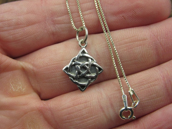 18" Sterling Silver Small Celtic Pattern Pendant … - image 2