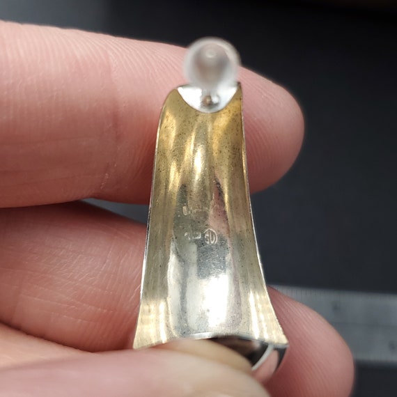 Sterling Silver Decent Size Bright Half Hoop Earr… - image 5