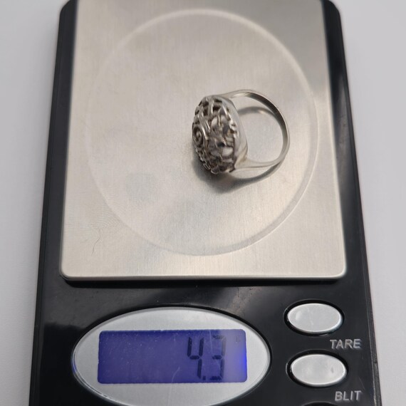Size 8.25 Sterling Silver Unique Pattern Symbol R… - image 8