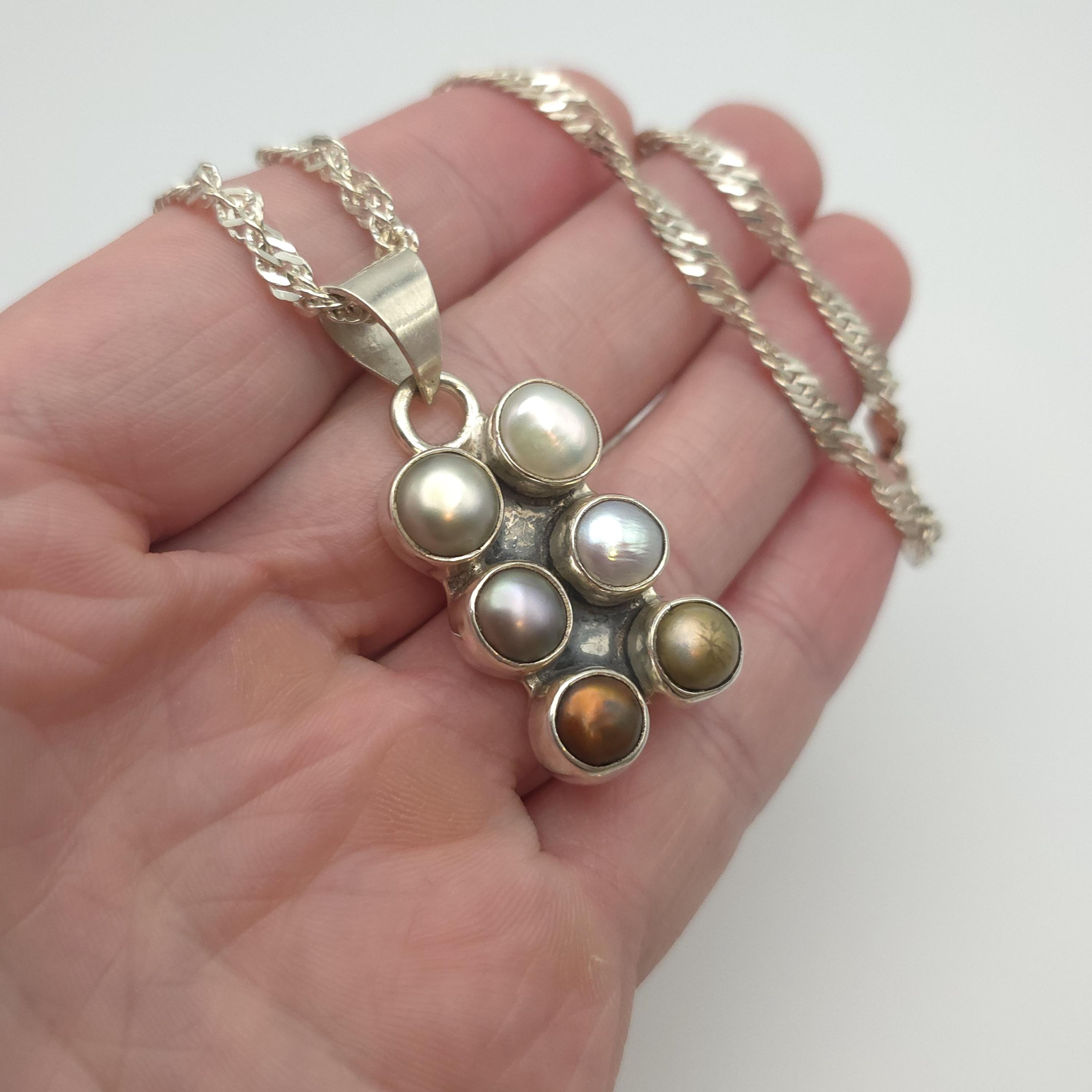 ●TATIANA● Silver 925 Labrador Grey Pearl NecklaceNZ1116 17 Ziegfeld Collection Pearl Necklace with a Silver Clasp, 5-6