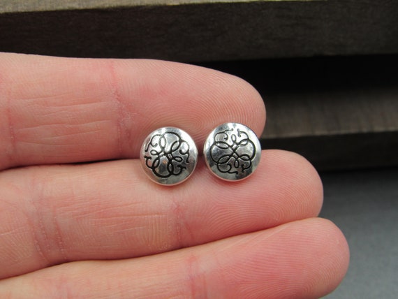 Silver Tone Alex And Ani Pattern Stud Earrings Vi… - image 2