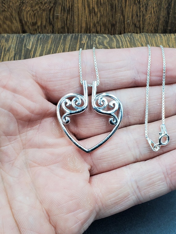 16 Inch Sterling Silver Cool Unique Heart Pendant… - image 2