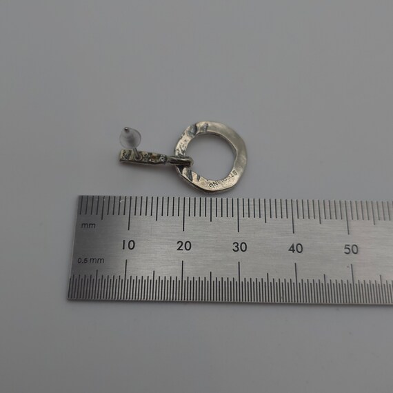 Sterling Silver Cool Rustic Pattern Circle Dangle… - image 4