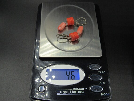 Sterling Silver Orange Shell Dangle Earrings Vint… - image 6