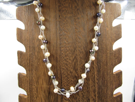 18" Beaded Pearl Necklace Vintage Costume Jewelry… - image 1