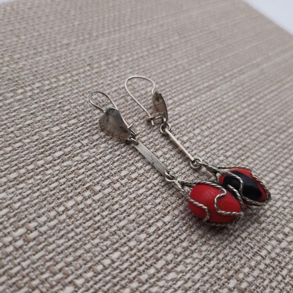 Sterling Silver Rustic Handmade Long Unique Earri… - image 2