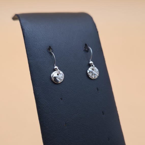 Sterling Silver Small Cute Pattern Dangle Earring… - image 2