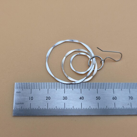 Sterling Silver Layered Circle Pattern Dangle Ear… - image 3