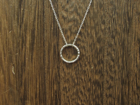20" Sterling Silver Small Textured Circle Simple … - image 1