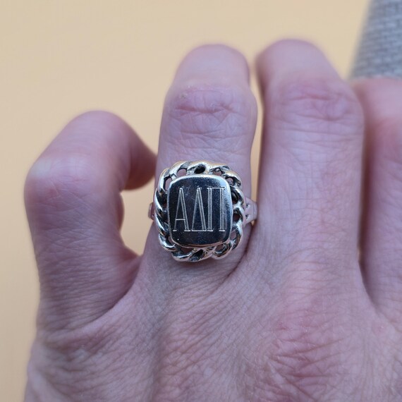 Size 7 Sterling Silver Alpha Lambda Pi Band Ring … - image 1