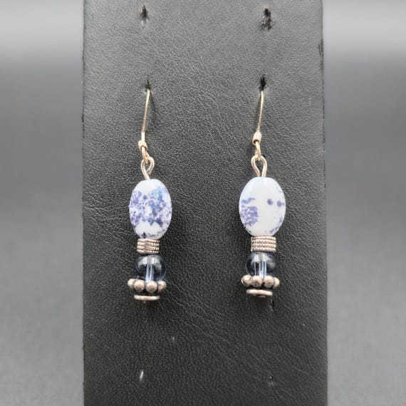 Silver Plated Worn Odd Handmade Dangle Earrings A… - image 2