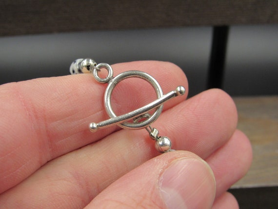 7" Sterling Silver Cool Pattern Two Different Sto… - image 3