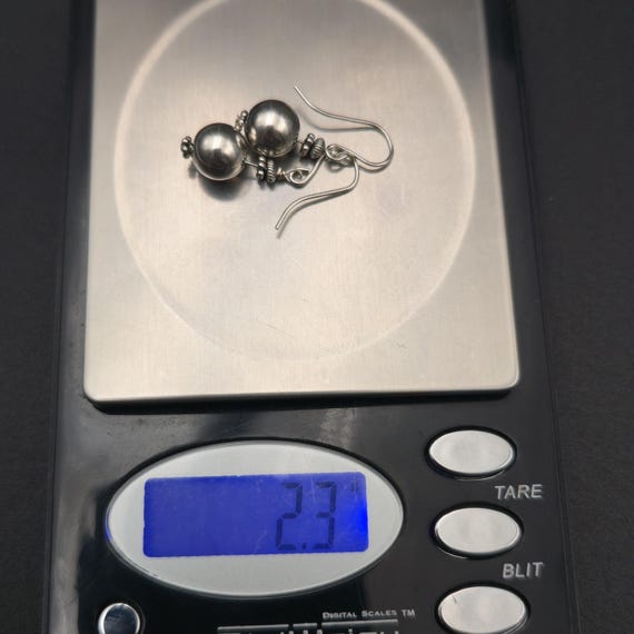 Sterling Silver Bright Sphere Simple Dangle Earri… - image 5