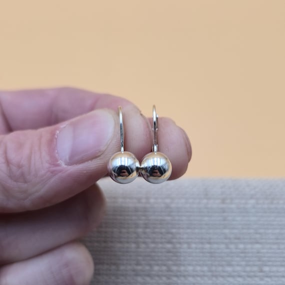 Sterling Silver Bright Orb Style Dangle Earrings … - image 1