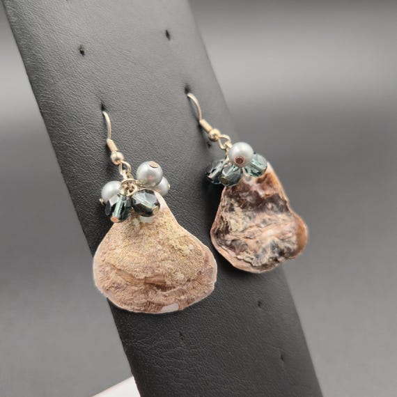 Silver Over Copper Genuine Shell With Accents Ear… - image 2