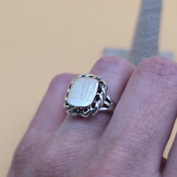 Size 7 Sterling Silver Alpha Lambda Pi Band Ring … - image 4