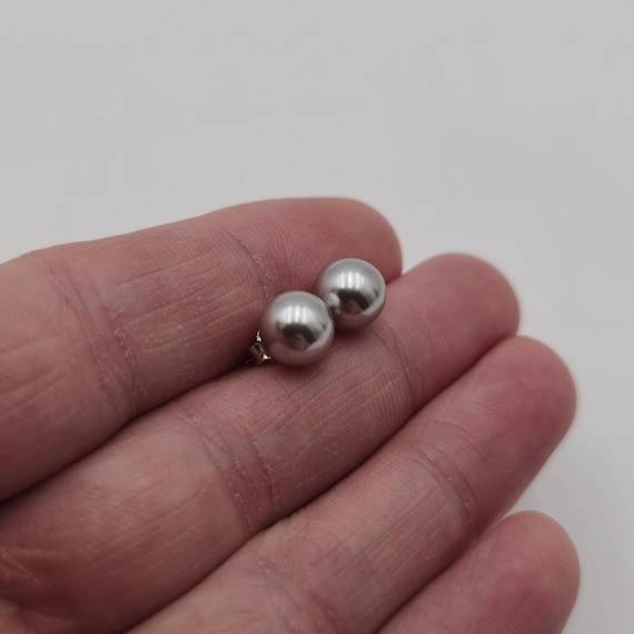 Sterling Silver Faux Silver Pearl Stud Earrings A2341 View 2
