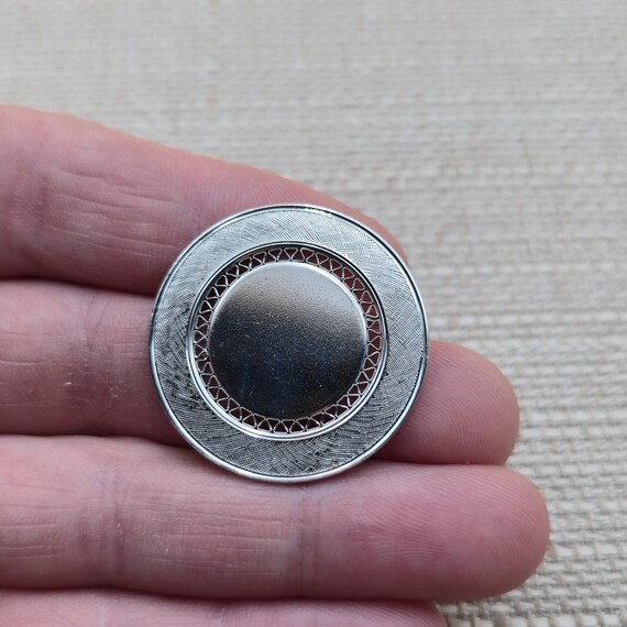 Sterling Silver Unique Textured Pattern Circle Pi… - image 1