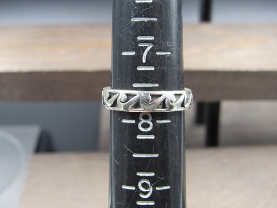 Size 7.75 Sterling Silver Solid Beach Waves Band … - image 4