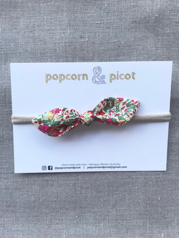 Liberty Of London Floral Popcorn Bow Headband Hair Elastic Etsy