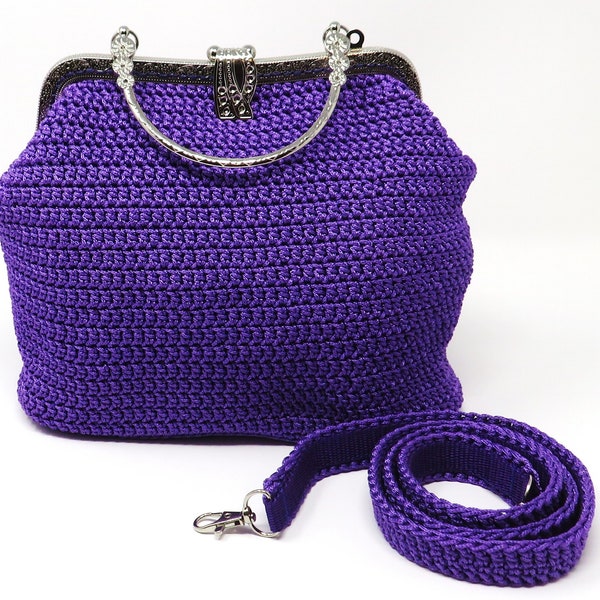 Luxus-Crochet Bag, Bügeltasche in violett, Damentasche, Abendtasche, exquisite Tasche für dich oder als Geschenk