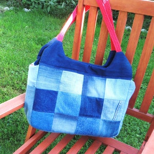 large jeans bag, shopper, shoulder bag, practical bag for you or as a gift