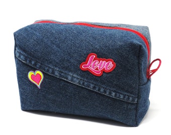 Toiletry bag, cosmetic bag unisex made of upcycling jeans - practical bag for you or as a gift