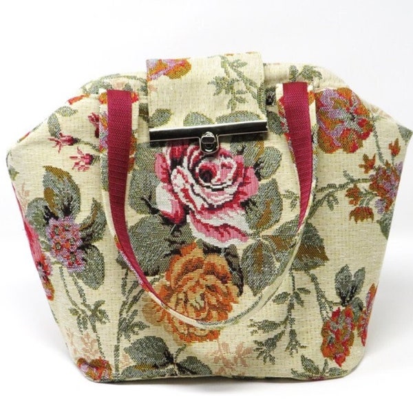 große Handtasche / Carpet Bag / Mary Poppins Tasche / Gobelin große Rosen