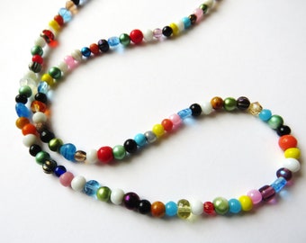 Glass bead necklace colorful, choker, necklace, handmade chain multicolor