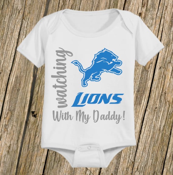 Detroit Lions I Love Watching With Daddy Baby Short Sleeve Bodysuit