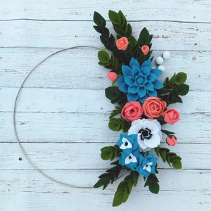Floral hoop, alternative bouquet, wedding hoop, wreath, felt flowers, floral wreath, faux flowers, wedding bouquet, bridesmaid bouquet,