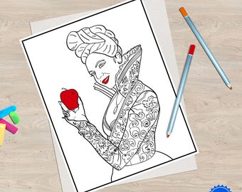 2 Once Upon A Time Coloring Book Pages (Regina/Evil Queen And Rumplestiltskin)