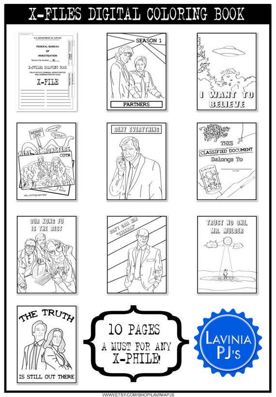 Download Printable X Files Digital Adult Coloring Book An X Phile Etsy