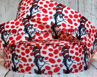 1 5 Seuss School Ribbon Back To Grosgrain Cat One Red Etsy