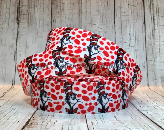 1 5 Dr Seuss Ribbon Back To School Grosgrain Cat One Red Etsy