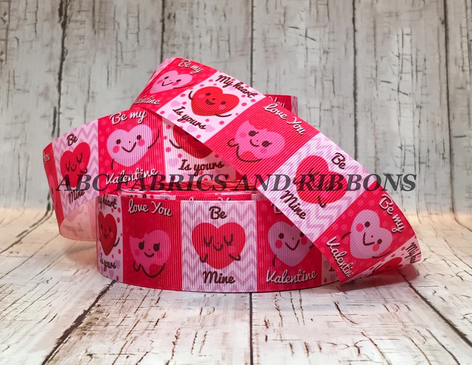 Valentine Ribbon 1.5 Grosgrain Holiday Pink Red Hearts | Etsy