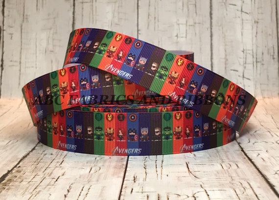 Super Humans Avengers inspired 7//8/" Grosgrain Ribbon USA Seller By The Yard