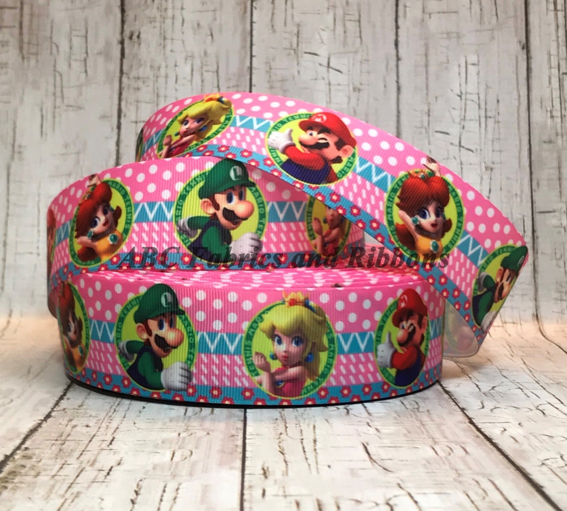 Mario Ribbon 1.5 Grosgrain Video Game Puzzle Board Block Etsy