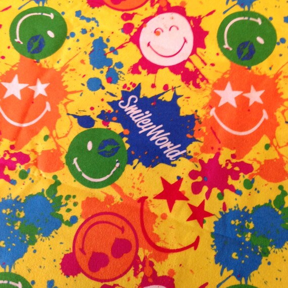 Emoji Flannel Fabric Smiley Face Paint Quilting Novelty Baby Etsy