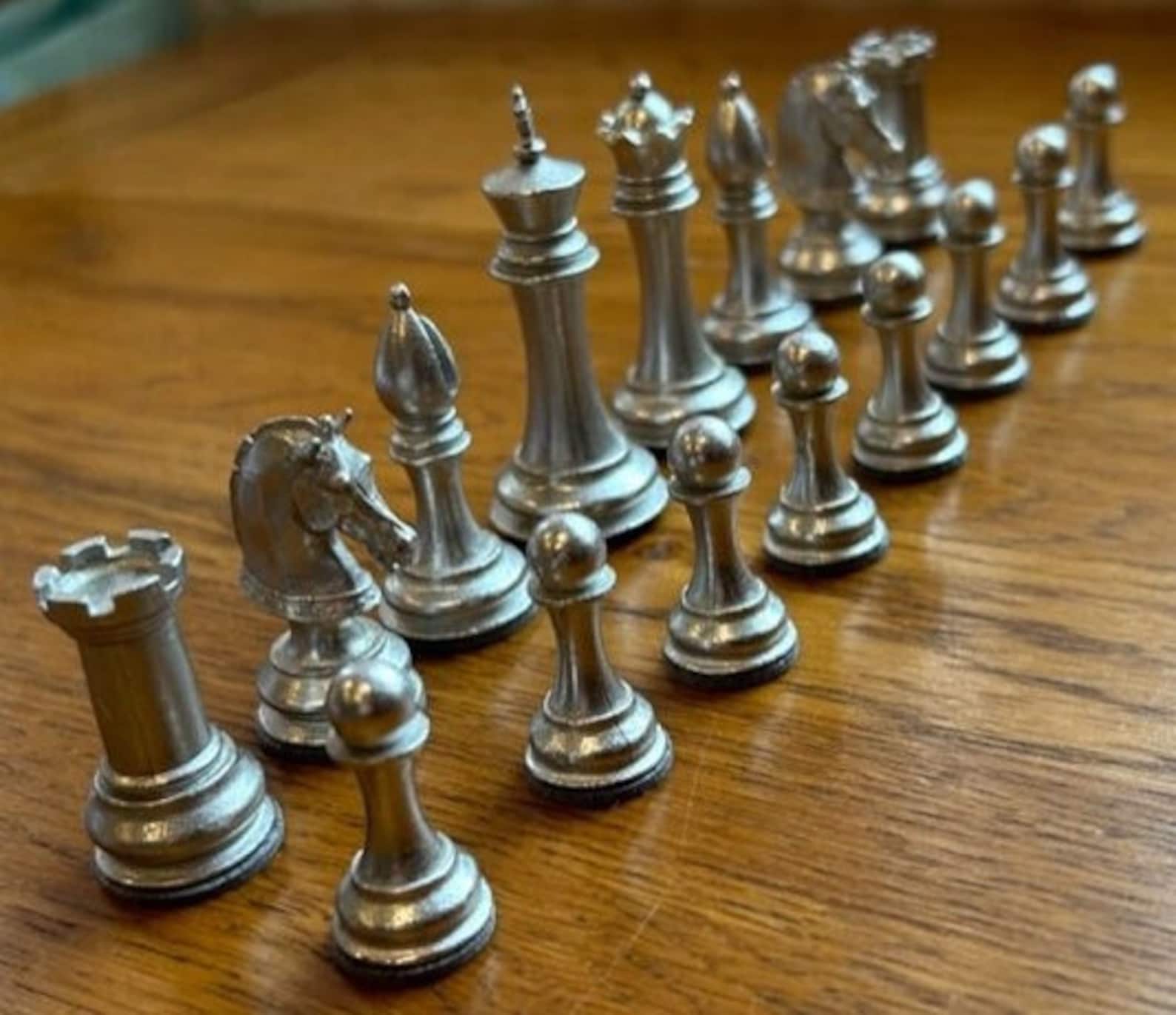 Metal Chess Pieces, Staunton Chess Set in Pewter. Hand Cast Unique ...