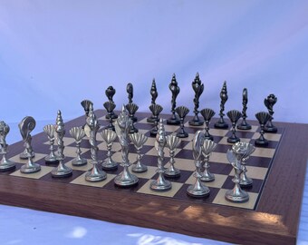 Seashell Themed Chess Set, Uniquely Designed Chess Pieces Handmade