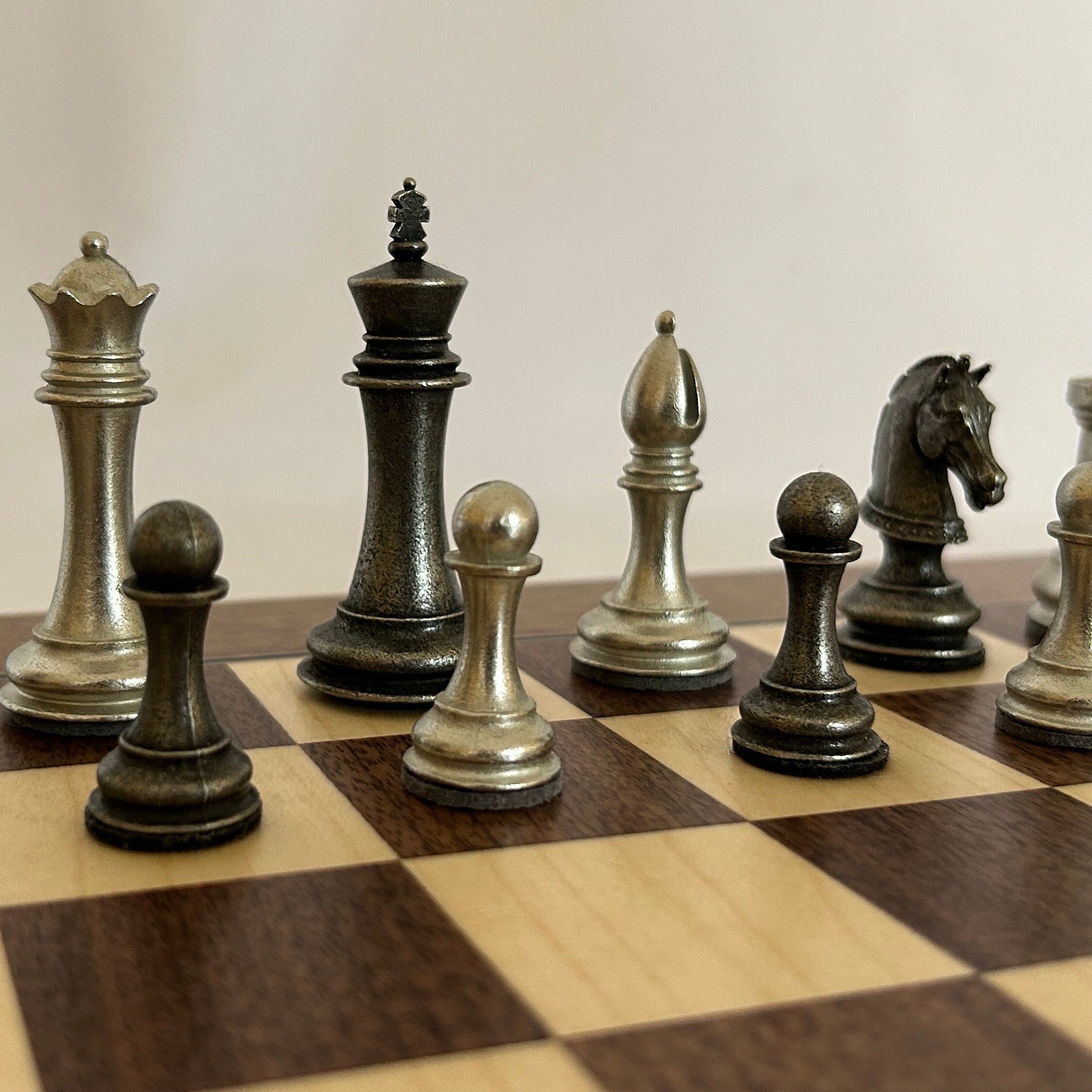 Metal Chess Pieces, Staunton Chess Set in Pewter. Hand Cast Unique ...