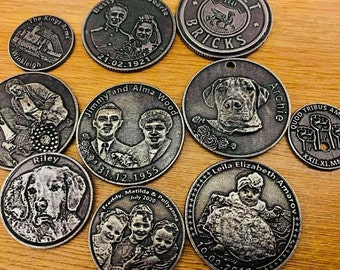 Personalised Coins- Designed by you using photograhs, messages and images