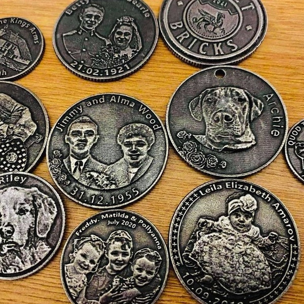 Personalised Coins- Designed by you using photograhs, messages and images