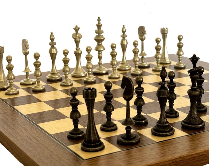 Unique Chess Set, Tudor Design Chess Pieces in Pewter, 3" King Height