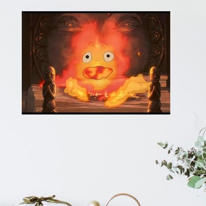 Calcifer Fire Demon Poster - Studio Ghibli Howl’s Moving Castle Canvas Print