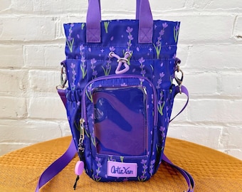 Large Lavender Ita Water Bottle Bag with Fidget Zipper Pull