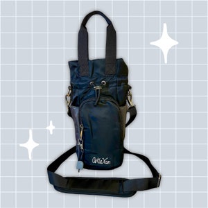 Bolsa negra para botella de agua con tirador de cremallera Fidget