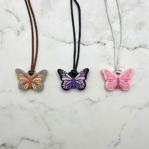 Fidget Jewelry Textured Butterfly Necklace