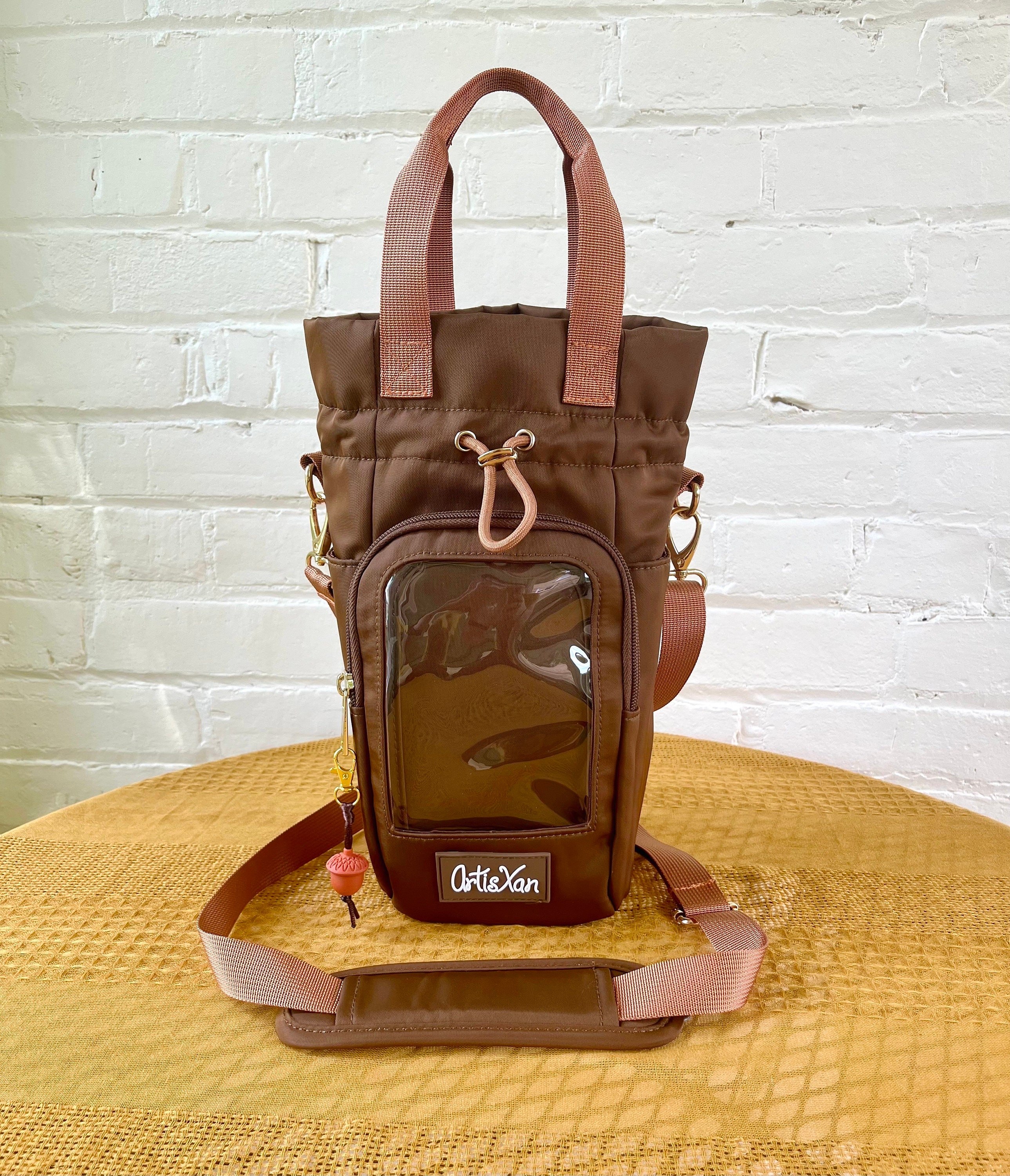 Large Brown Ita Water Bottle Bag With Fidget Zipper Pull - Etsy